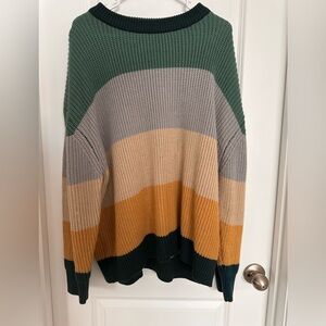 Sew In Love Multicolor Knit Sweater - Green, Gray, Tan, Gold